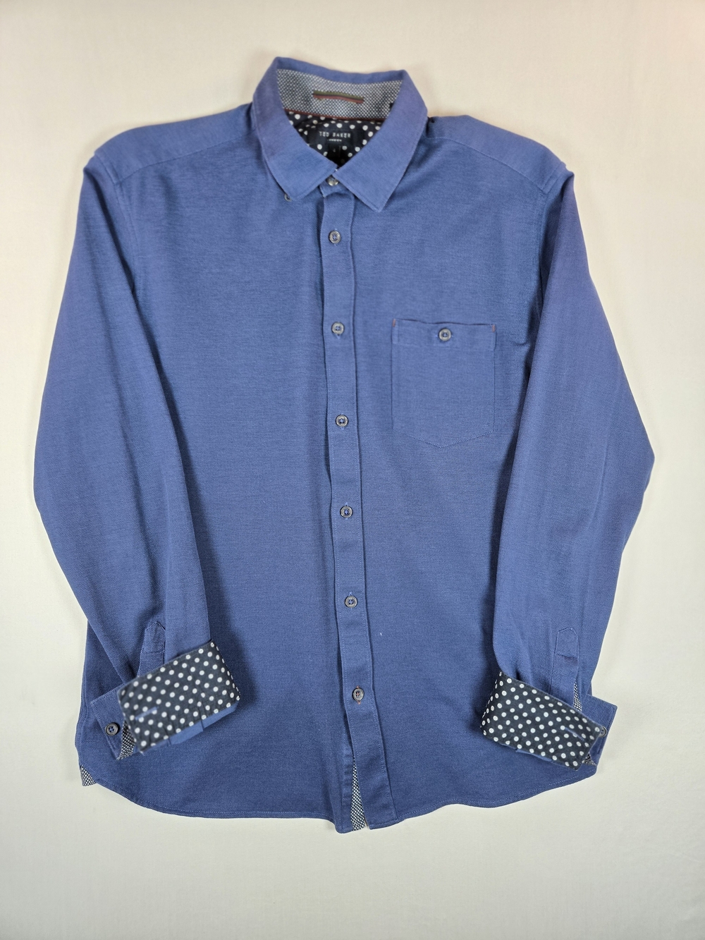 Ted Baker London Broader Slim Fit Piqué Shirt Blue Size 4